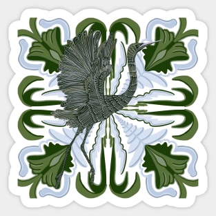 An Elegant Egret Bird - Green Sticker